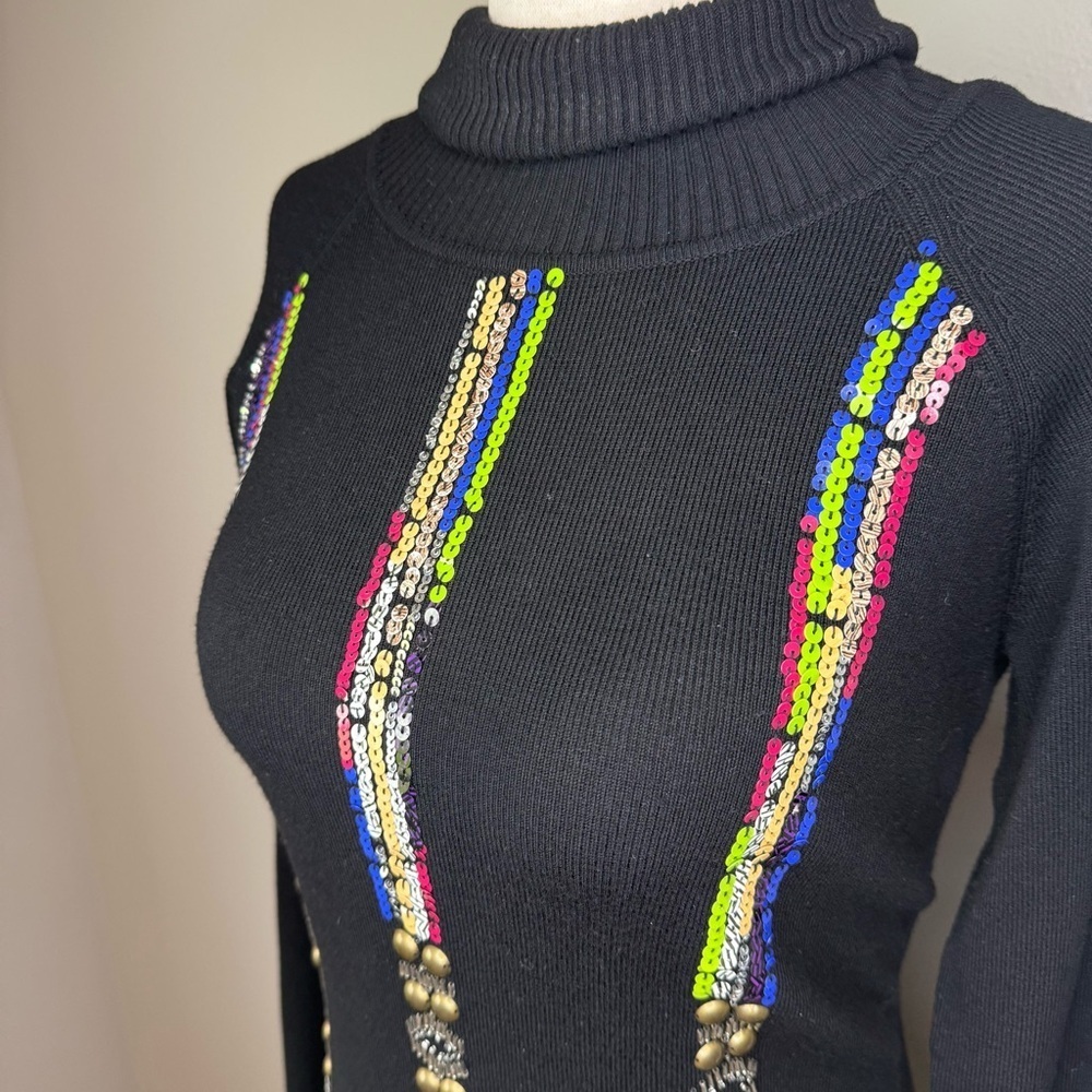 YUKA Black Knit Turtleneck Sweater Dress | M - Picture 2 of 6